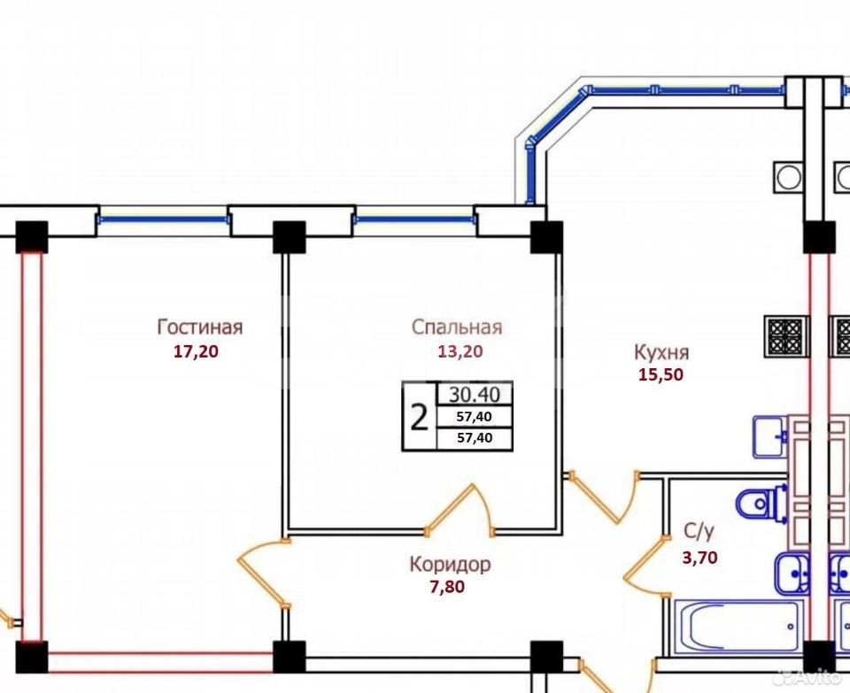 Фото №1: 2-комнатная квартира 58 м² - Ставрополь, жилой комплекс Параллель, ул. 45-я Параллель, 87