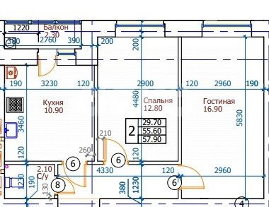 Фото №2: 2-комнатная квартира 57 м² - Михайловск, коттеджный  Адмирал, б-р Михайловский, 29