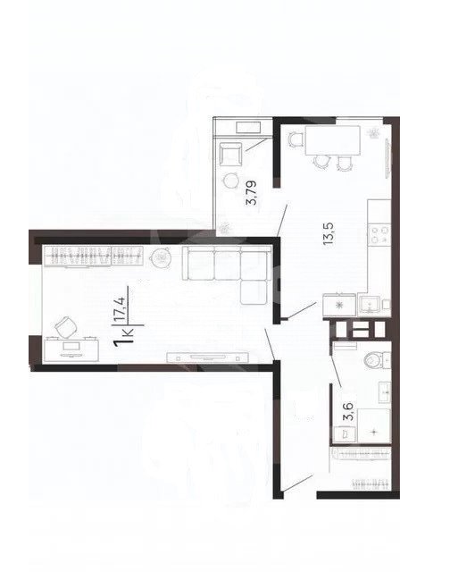 Фото №8: 1-комнатная квартира 45 м² - Анапа, жилой комплекс Парковый, ул. Парковая, 79к1