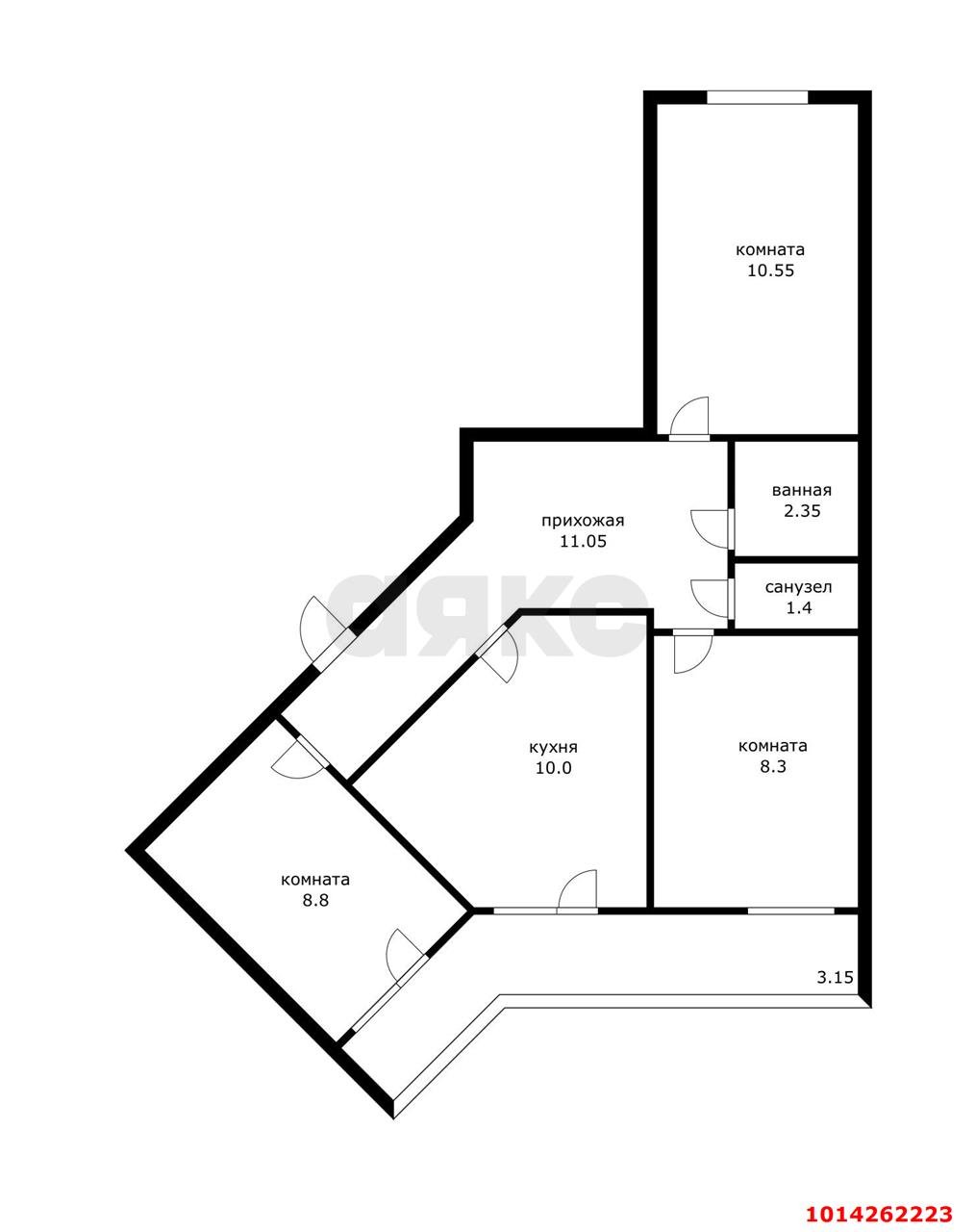 Фото №15: 3-комнатная квартира 60 м² - Краснодар, жилой комплекс Дыхание, ул. Лётчика Позднякова, 2