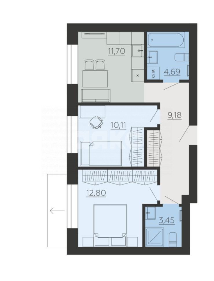 Фото №1: 2-комнатная квартира 52 м² - Ленино, клубный  Романово Сити, ул. Школьная, 1