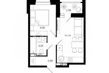 Фото №3: 1-комнатная квартира 33 м² - Липецк, мкр. ЖК Коллекционер, пр-кт Победы, 99