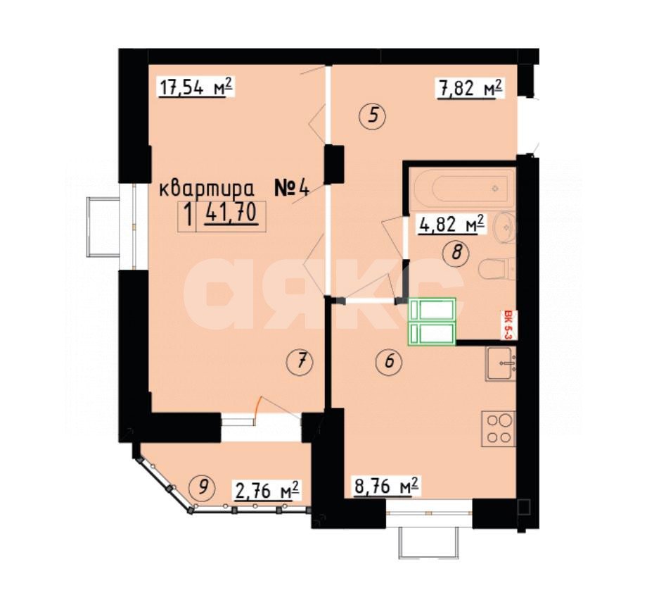Фото №5: 1-комнатная квартира 41 м² - Липецк, ЖК Инстеп. Свиридова, ул. И.В. Свиридова, 28