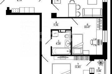 Фото №3: 3-комнатная квартира 60 м² - Липецк, мкр. ЖК Коллекционер, пр-кт Победы, 99
