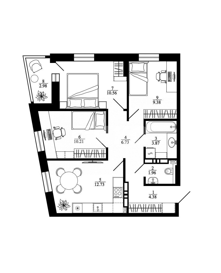 Фото №2: 3-комнатная квартира 61 м² - Липецк, ЖК Коллекционер, пр-кт Победы, 99