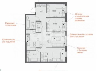 Фото №1: 3-комнатная квартира 86 м² - Липецк, мкр. ЖК На Депутатской, ул. Депутатская, 60