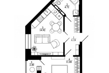 Фото №3: 1-комнатная квартира 41 м² - Липецк, мкр. Университетский, ул. Е.И. Замятина, 1