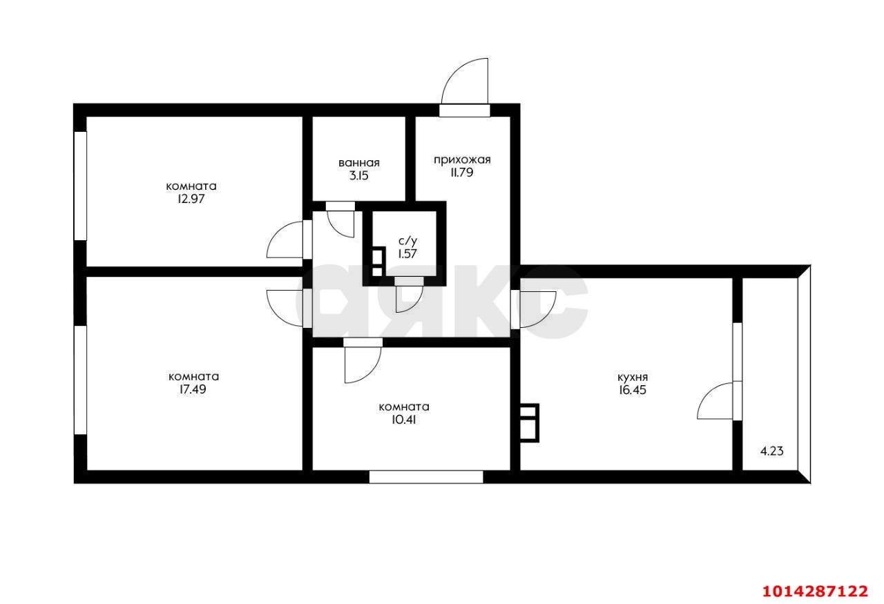 Фото №18: 3-комнатная квартира 74 м² - Краснодар, жилой комплекс Новелла, ул. Питерская, 40к3