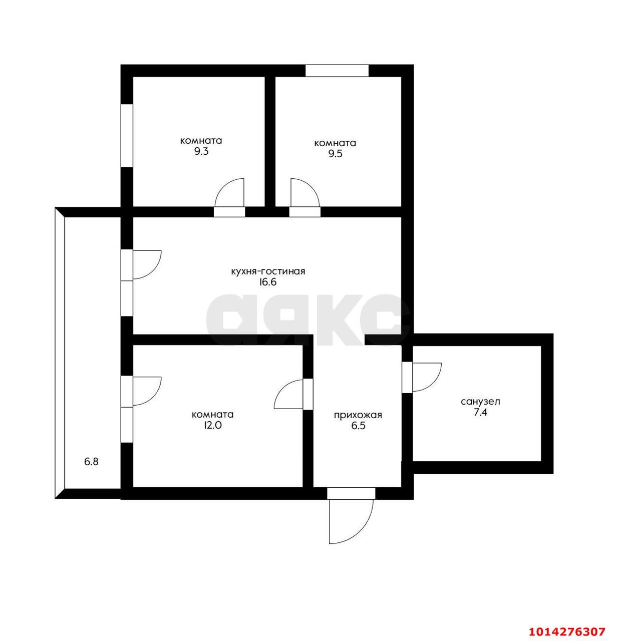 Фото №15: 3-комнатная квартира 68 м² - Новая Адыгея, жилой комплекс Виноград 2, ул. Бжегокайская, 25/1к5