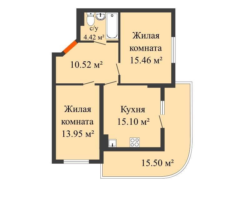 Фото №17: 2-комнатная квартира 66 м² - Краснодар, Прикубанский внутригородской округ, мкр. Достояние, ул. Григория Булгакова, 13