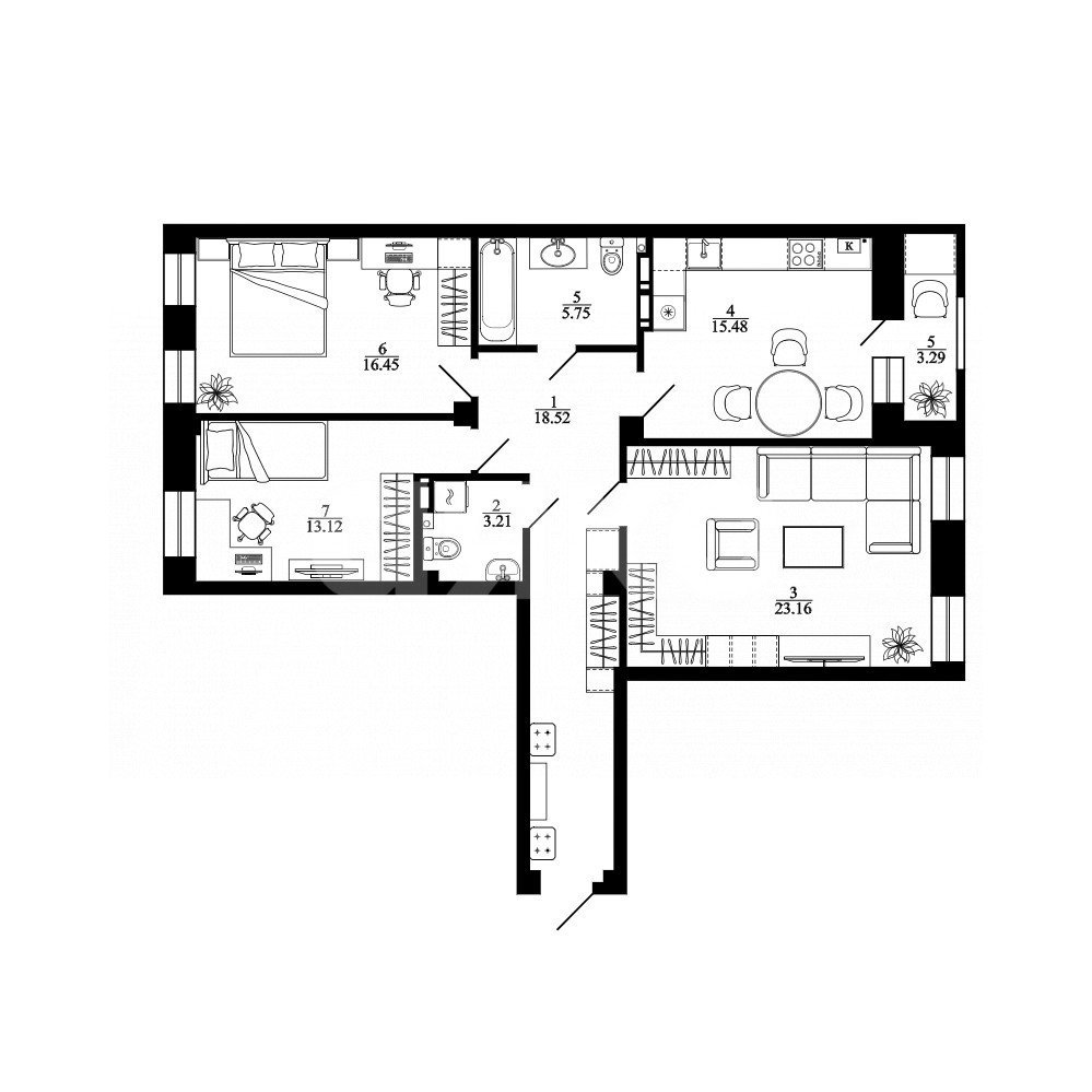 Фото №2: 3-комнатная квартира 99 м² - Липецк, 1-й, ул. Гагарина, 93