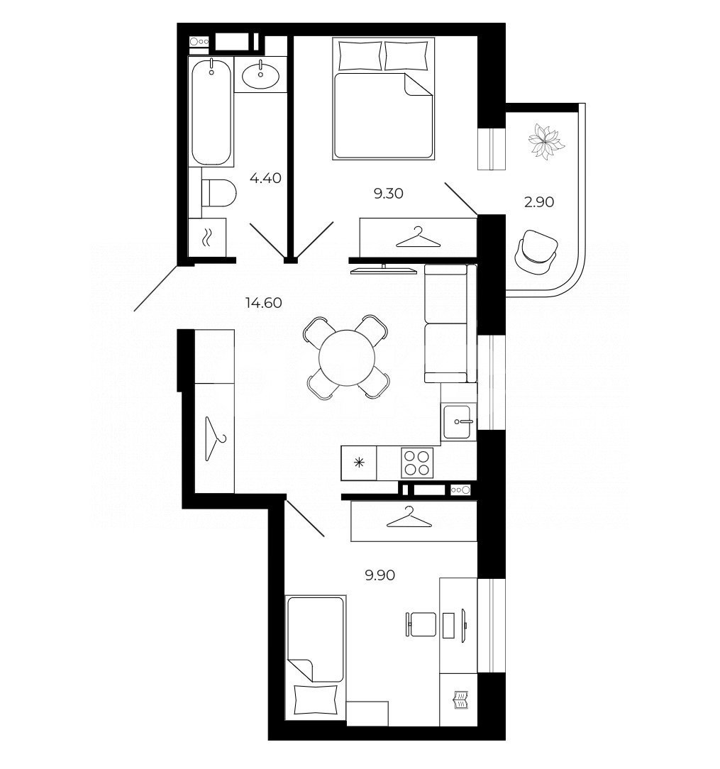 Фото №2: 2-комнатная квартира 41 м² - Липецк, 16-й, ул. М.И. Неделина, 21