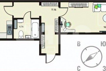 Фото №2: 1-комнатная квартира 44 м² - Липецк, мкр. Октябрьский округ, ул. Механизаторов, 15Авл1
