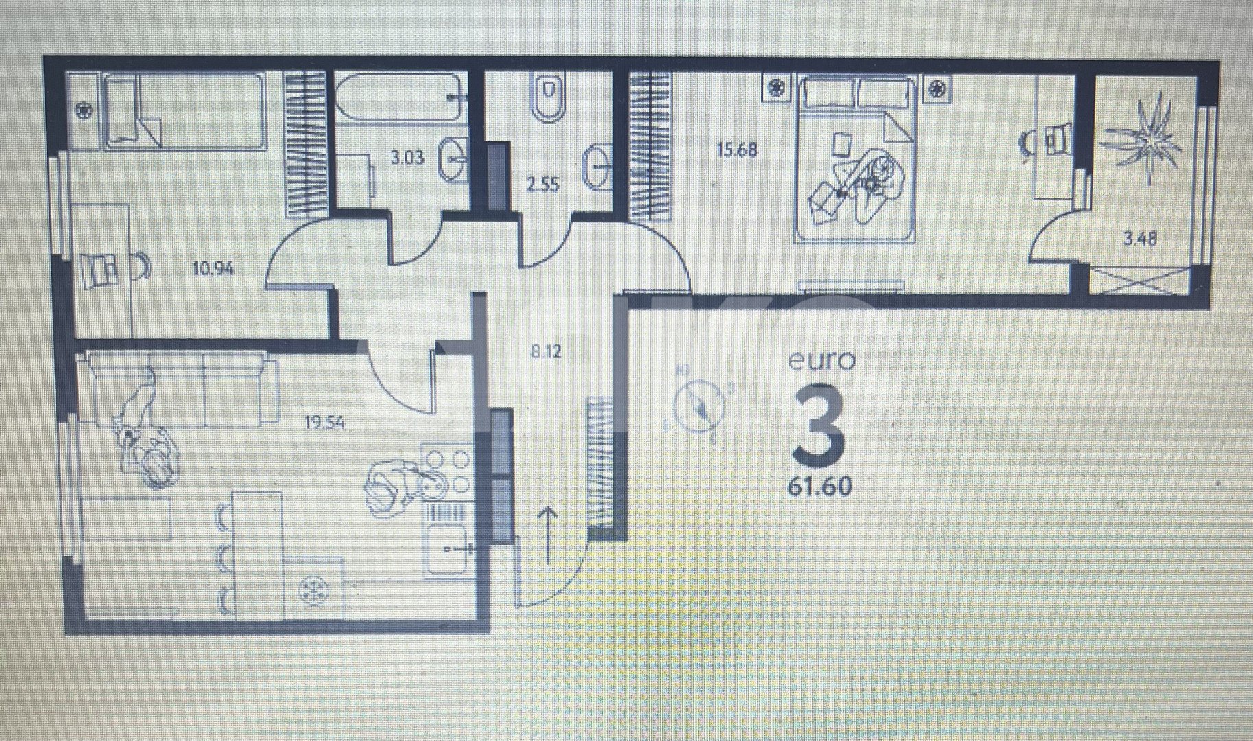 Фото №2: 3-комнатная квартира 61 м² - Липецк, Октябрьский округ, ул. Перова, 11