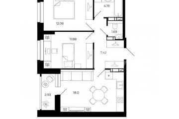 Фото №1: 3-комнатная квартира 55 м² - Липецк, мкр. 25-й, пр-кт Победы, 95