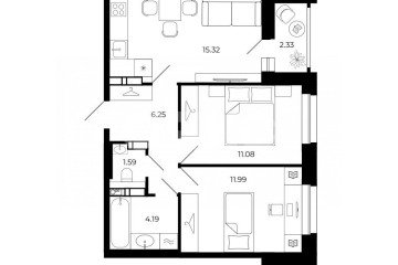 Фото №3: 3-комнатная квартира 51 м² - Липецк, мкр. ЖК Коллекционер, пр-кт Победы, 99