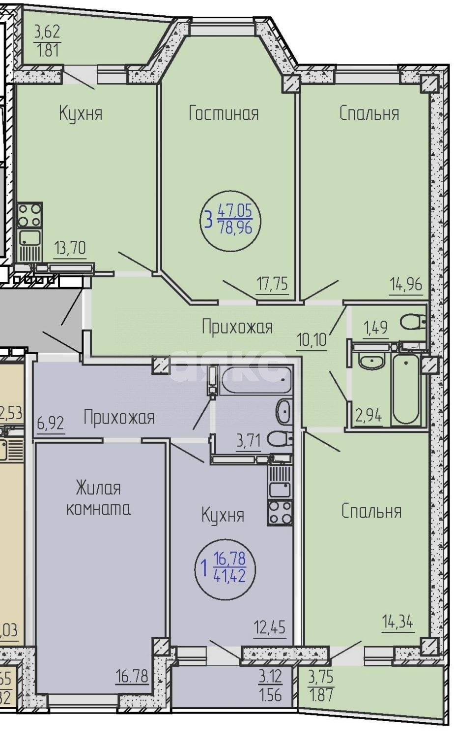 Фото №24: 3-комнатная квартира 80 м² - Ростов-на-Дону, 2-й, ул. Малиновского, 66/1