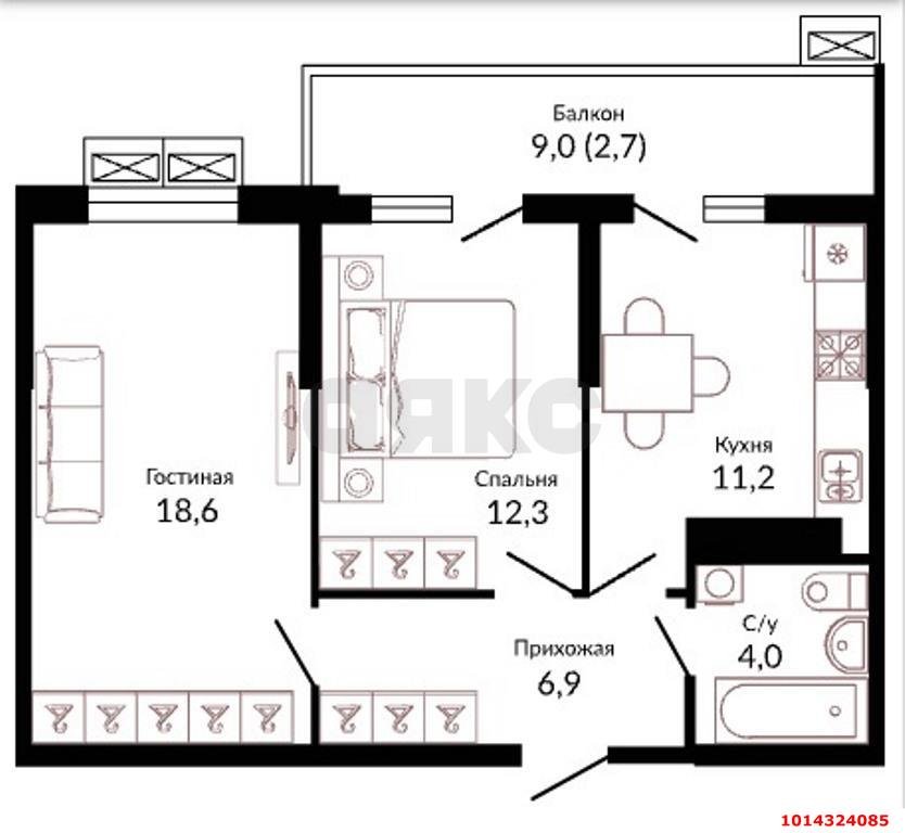 Фото №13: 2-комнатная квартира 63 м² - Краснодар, жилой комплекс Отражение, ул. Конгрессная, 41