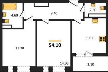 Фото №1: 2-комнатная квартира 54 м² - Краснодар, мкр. жилой комплекс Эрмитаж, 