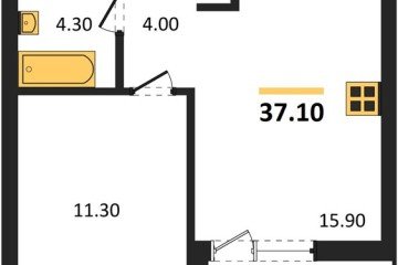 Фото №1: 1-комнатная квартира 37 м² - Краснодар, мкр. жилой комплекс Эрмитаж, 