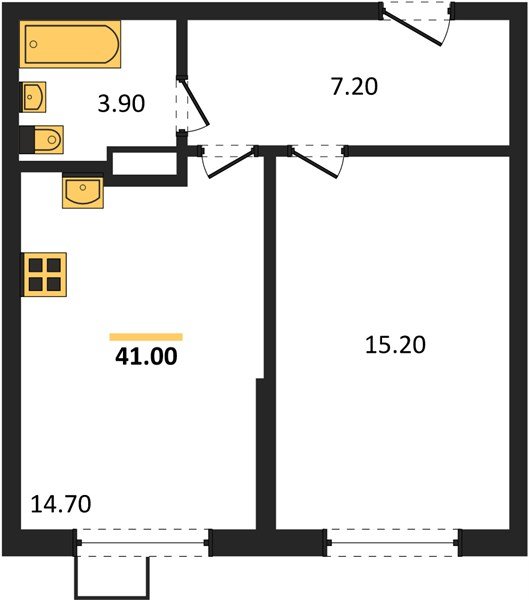 Фото №1: 1-комнатная квартира 41 м² - Краснодар, Прикубанский внутригородской округ, мкр. Парк Победы
