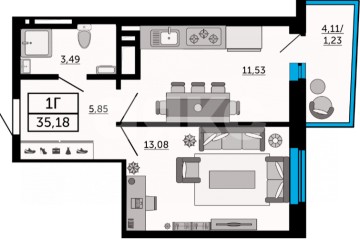 Фото №4: 1-комнатная квартира 35 м² - Ростов-на-Дону, мкр. жилой комплекс Донской Арбат, пр-кт Кировский, 89