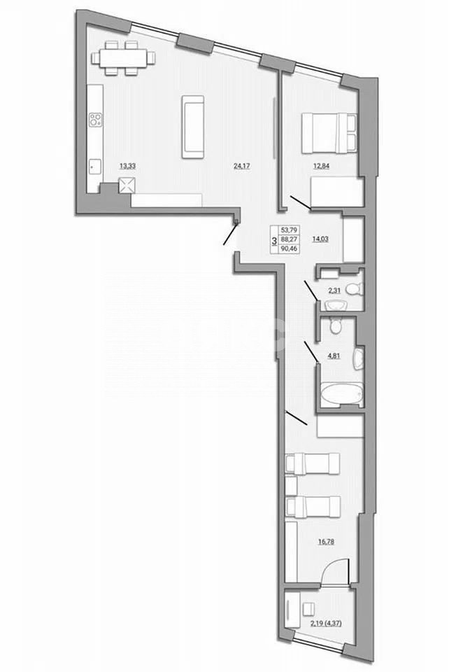Фото №21: 3-комнатная квартира 87 м² - Ростов-на-Дону, Пролетарский, ул. Береговая, 73с2
