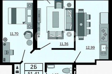 Фото №1: 2-комнатная квартира 53 м² - Ростов-на-Дону, мкр. жилой комплекс Донской Арбат, пр-кт Кировский, 89