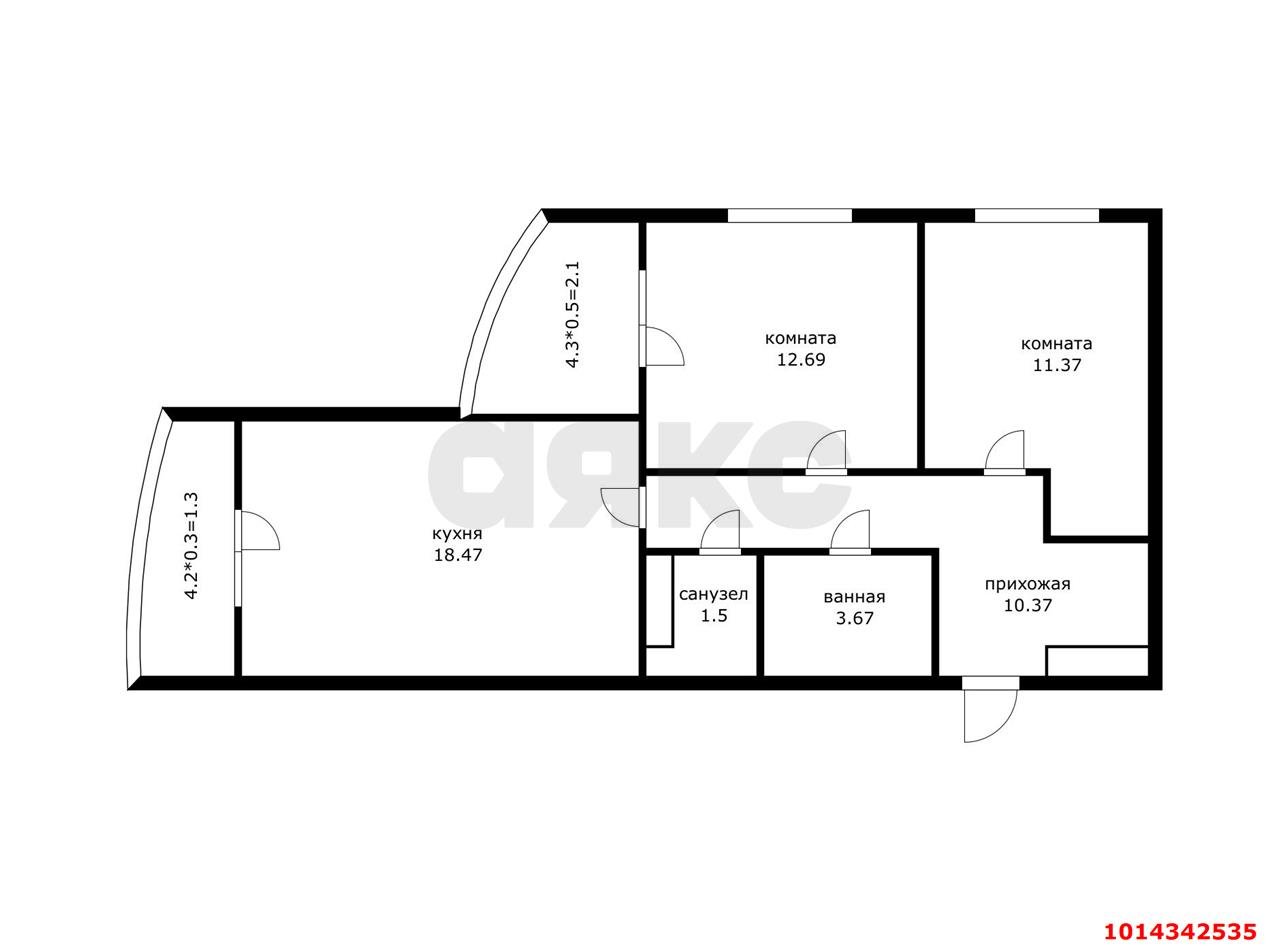 Фото №8: 2-комнатная квартира 62 м² - Краснодар, имени Петра Метальникова, ул. Петра Метальникова, 36
