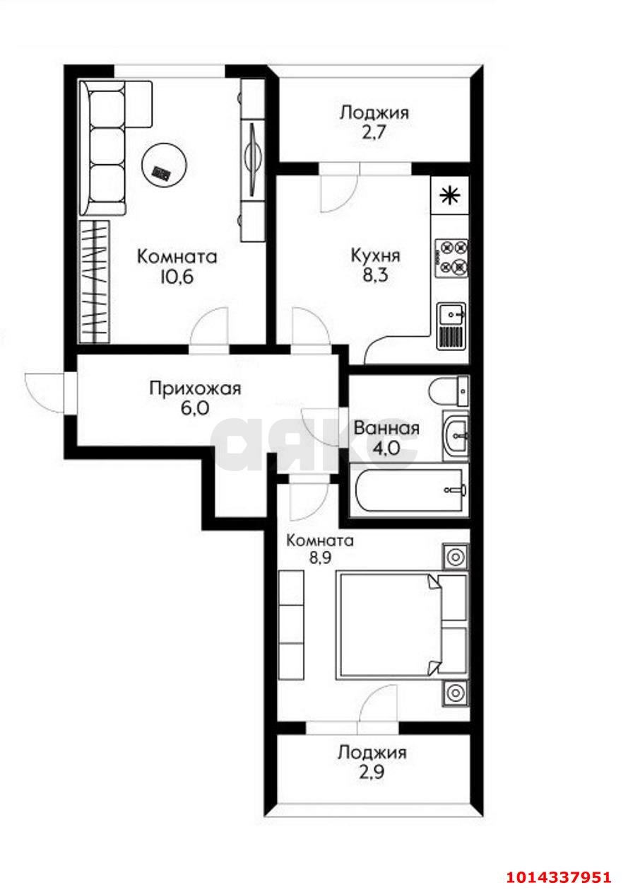 Фото №10: 2-комнатная квартира 46 м² - Краснодар, жилой комплекс Усадьба, ул. имени Валерия Вишневецкого, 11