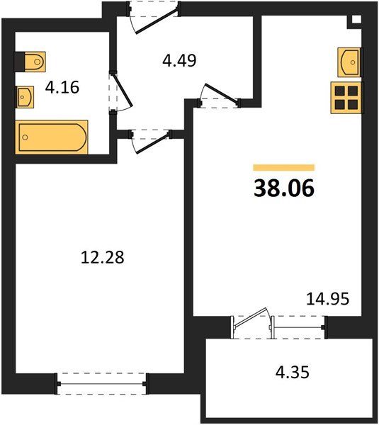 Фото №1: 1-комнатная квартира 36 м² - Краснодар, Прикубанский внутригородской округ, мкр. ЖК Тёплые Края