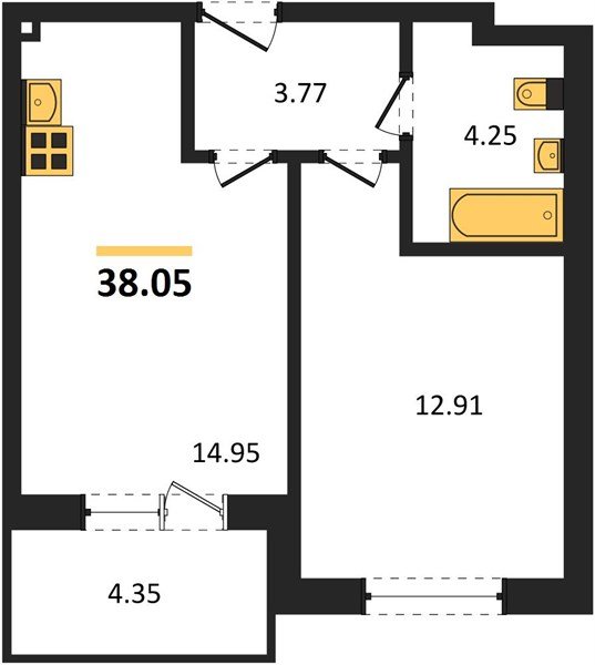 Фото №1: 1-комнатная квартира 36 м² - Краснодар, Прикубанский внутригородской округ, мкр. ЖК Тёплые Края