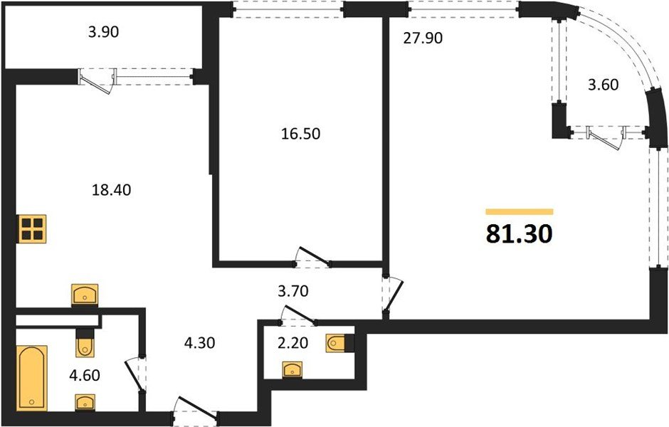 Фото №1: 2-комнатная квартира 81 м² - Краснодар, ЖК Эрмитаж, жилой комплекс Эрмитаж, мкр. Прикубанский внутригородской округ, ул. им. Мурата Ахеджака, 26