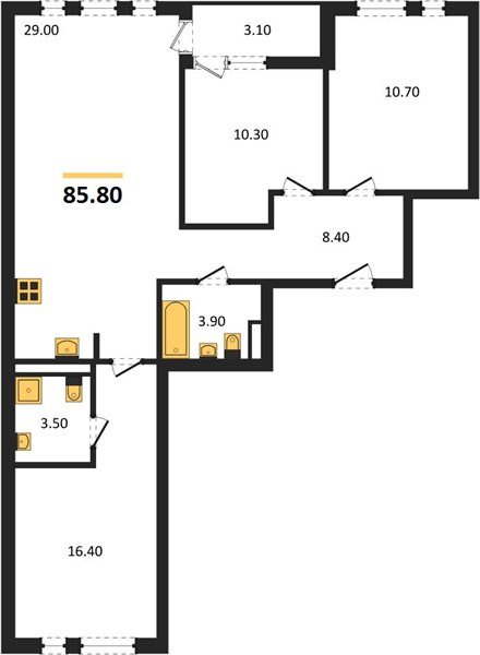 Фото №1: 3-комнатная квартира 85 м² - Краснодар, жилой комплекс Эрмитаж, ул. им. Мурата Ахеджака, 26