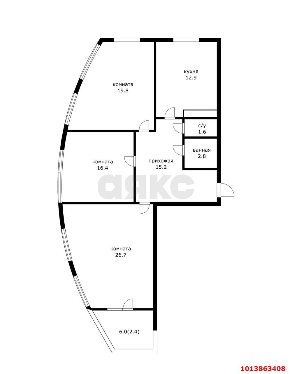 Фото №11: 3-комнатная квартира 100 м² - Краснодар, жилой комплекс Фреш, ул. имени Валерия Гассия, 4/7к3