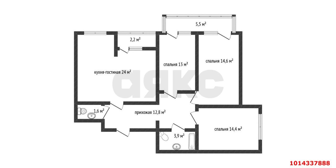 Фото №2: 3-комнатная квартира 90 м² - Краснодар, жилой комплекс Победный, ул. Евгении Жигуленко, 13