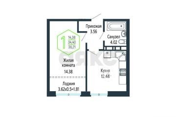 Фото №2: 1-комнатная квартира 38 м² - Краснодар, мкр. Черёмушки, ул. Обрывная, 132/1к16