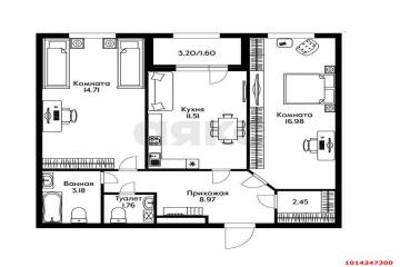 Фото №2: 2-комнатная квартира 64 м² - Краснодар, мкр. жилой комплекс Кубанский, ул. Зиповская, 38