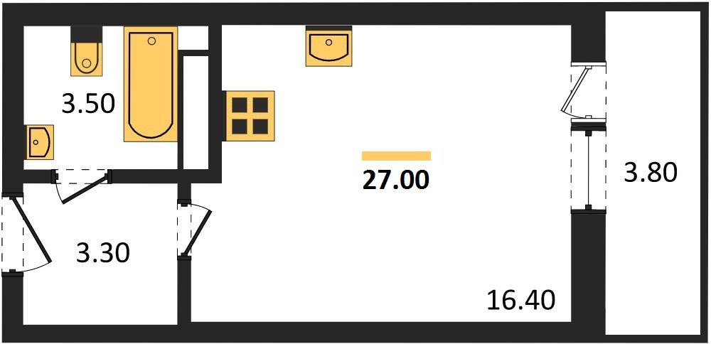 Фото №1: Студия 27 м² - Краснодар, Прикубанский внутригородской округ, мкр. жилой комплекс Самолёт-4, ул. Ивана Беличенко, 95