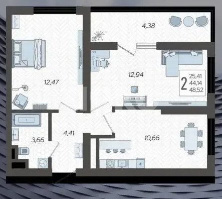 Фото №5: 2-комнатная квартира 44 м² - Сочи, Хостинский, жилой комплекс Кислород, мкр. Бытха, ул. Ясногорская, 16/2к8