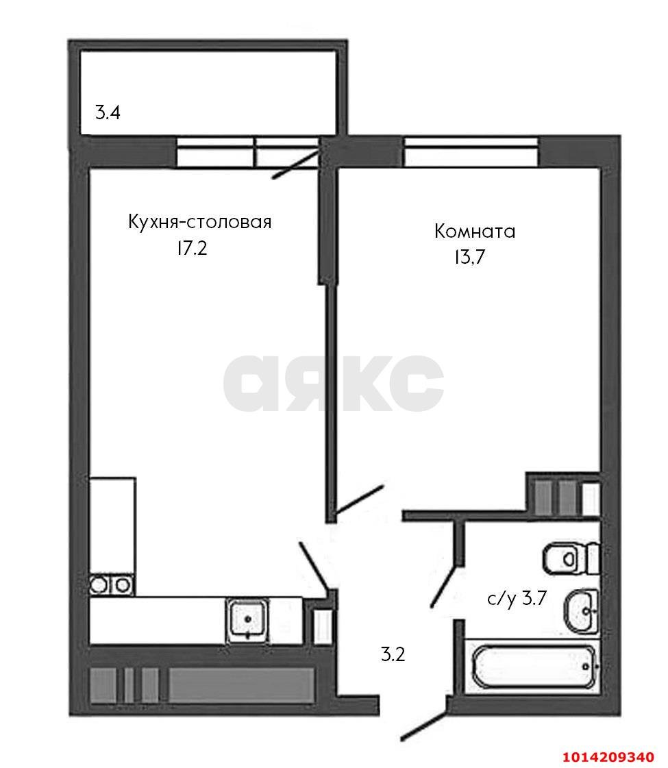 Фото №17: 1-комнатная квартира 42 м² - Краснодар, Гидростроителей, ул. Трудовой Славы, 19к2