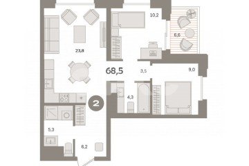 Фото №1: 2-комнатная квартира 68 м² - Москва, мкр. жилой комплекс Квартал Монс, 