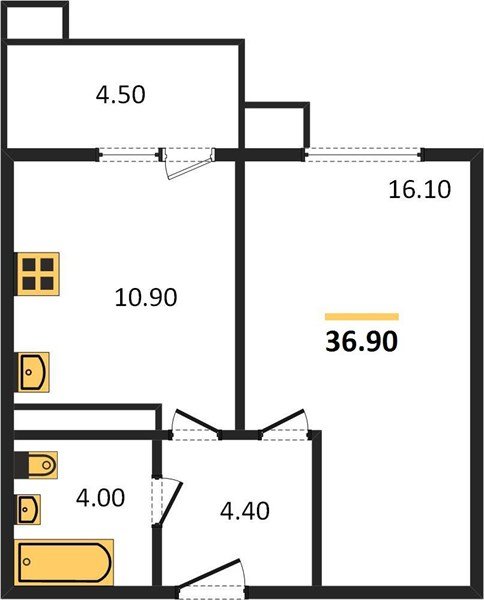 Фото №1: 1-комнатная квартира 38 м² - Краснодар, жилой комплекс Отражение, мкр. Прикубанский внутригородской округ