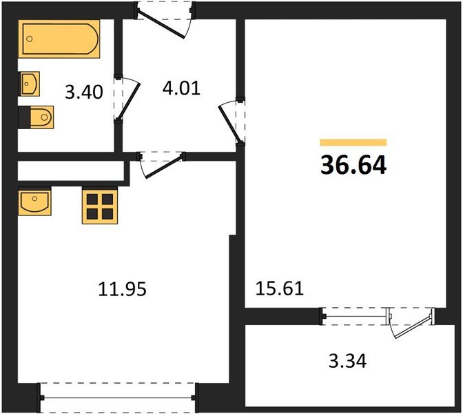 Фото №1: 1-комнатная квартира 36 м² - Майкоп, 