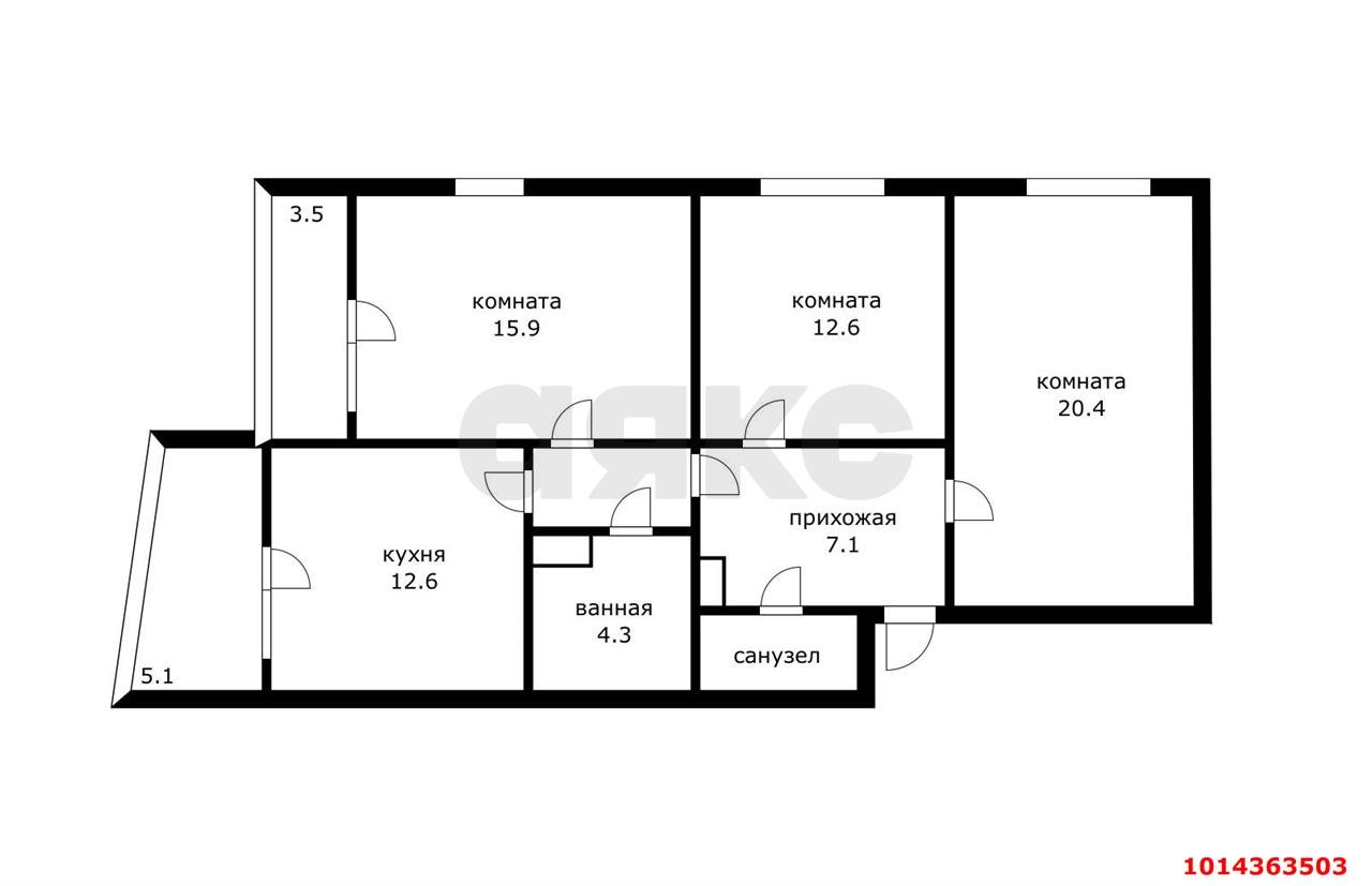 Фото №12: 3-комнатная квартира 77 м² - Краснодар, жилой комплекс Мой Город, ул. Западный Обход, 39/1к5