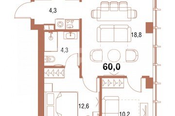 Фото №1: 2-комнатная квартира 60 м² - Москва, мкр. ЖК Симфония 34, ул. 2-я Хуторская, 34