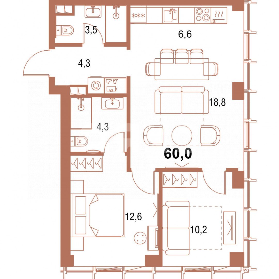 Фото №1: 2-комнатная квартира 60 м² - Москва, ЖК Симфония 34, ул. 2-я Хуторская, 34