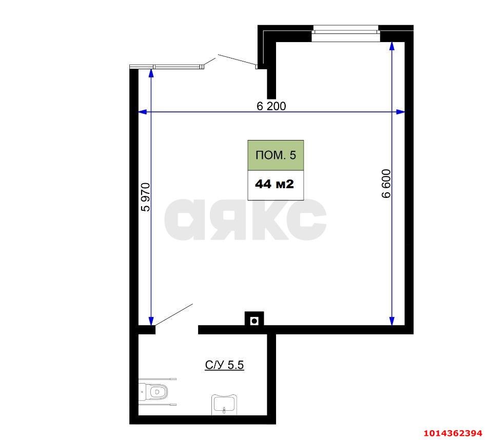 Фото №3: Торговое помещение 44 м² - Краснодар, жилой комплекс Дыхание