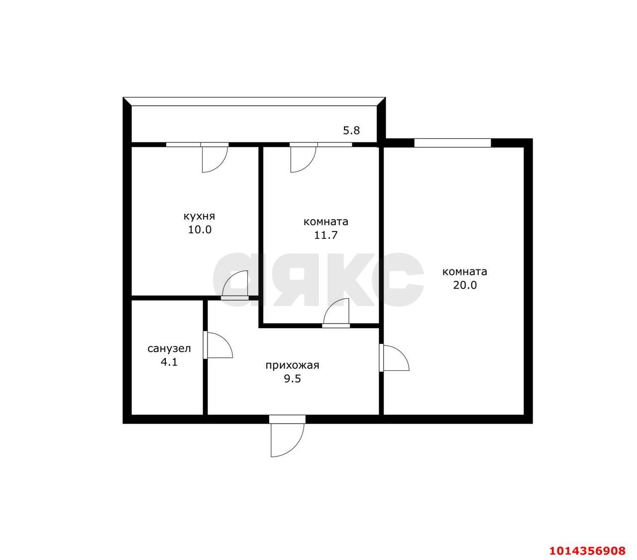 Фото №17: 2-комнатная квартира 61 м² - Краснодар, Музыкальный, ул. имени Мусоргского М.П., 17