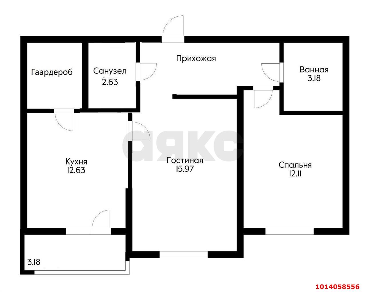 Фото №14: 2-комнатная квартира 58 м² - Краснодар, жилой комплекс Облака, ул. имени Генерала Корнилова, 9к2